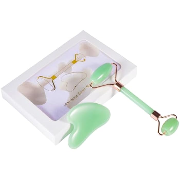 YAMHOHO 2pcs Scraping Facial Tool Valentine's Day Gift, Includes Roller and Scraping Set Massage Tool Jawline Sculptor Facial Contour Sculpting Tool for Your Skin Care Routine (Light Green Set) - Image 5