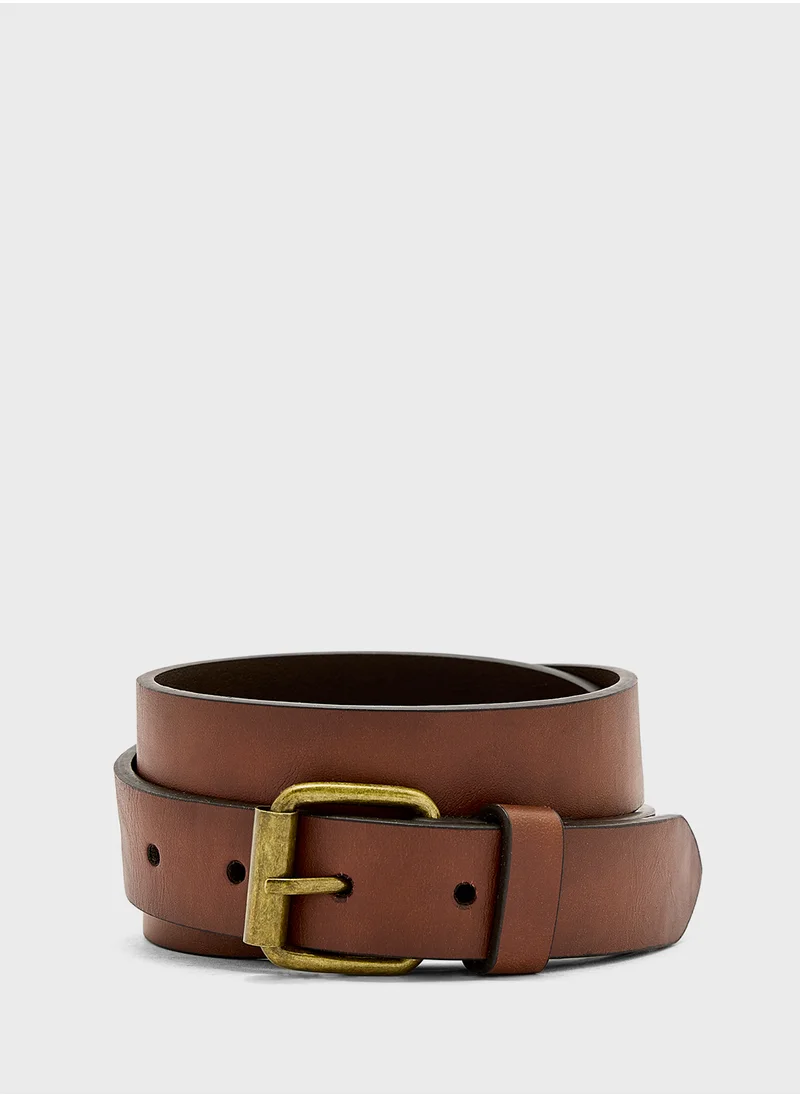 بورتون Brown Text Buckle Belt