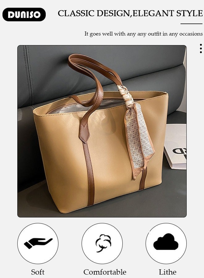 DUNISO Women's Shoulder Tote Bag Faux Leather Handbag For Women Large Capacity Bucket Bag Fashionable Travel Messenger Shoulder Bag For Ladies Girls College Students - Image 2