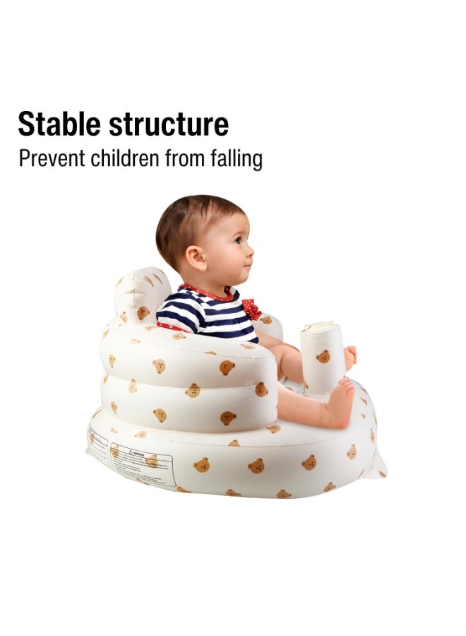 Daytoyz Inflatable Baby Seat for 3 Months+, Blow Up Infant Chair Toddler Floor Seats with Built in Air Pump for Sitting Up, Bear - Image 2