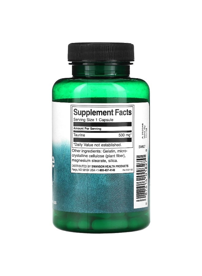 SWANSON Swanson, Taurine, 500 mg, 100 Capsules  - Image 2