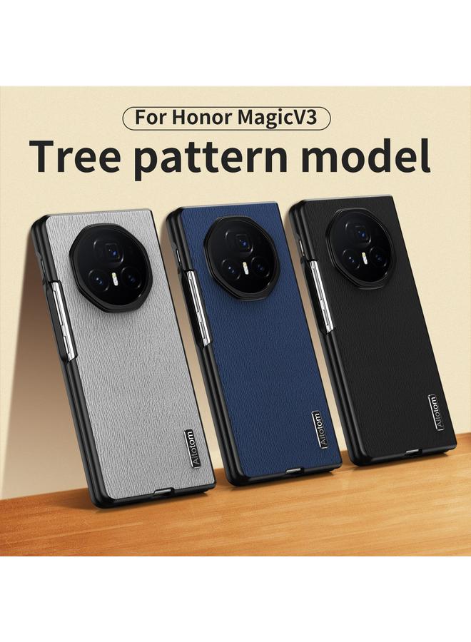 زبون جراب هاتف Honor Magic V3 المصنوع من جلد لحاء الشجر المقاوم للصدمات - Image 2