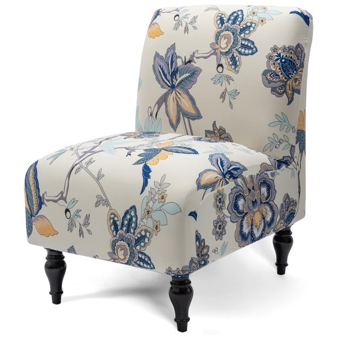 ARMLESS ACCENT CHAIR COVER SLIPCOVERSLIPPER CHAIR STRETCH SPANDEX REMOVABLE FOR ARMLESS CHAIR FURNITURE PROTECTOR COVERS FOR LIVING DINING ROOM HOTEL BEIGE FLOWER 1