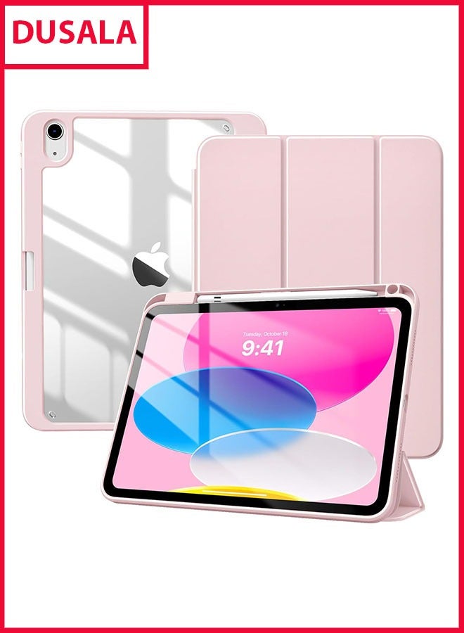DUSALA Case for iPad (A16) 11th Generation 11 Inch 2025, iPad 10th Generation Case 10.9 Inch 2022 with Pencil Holder,Slim Protective Cover with Clear Back Shell,Auto Wake/Sleep, (Pink) - Image 1