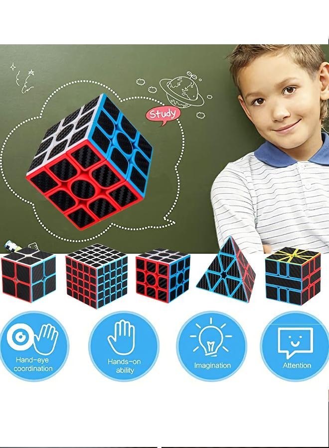 GROIC 5pcs Magic Cube Set 2x2 3x3 5x5 Pyramid Puzzle Easy Turning Toy Gift - Image 3