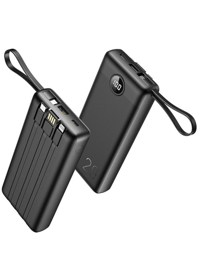 ELTRAZONE Portable 20,000mAh Power Bank | Slim Design with Built-in Cables | QI Fast Charging & Digital Display | High Capacity for Multiple Devices | Compact & Efficient - Image 1