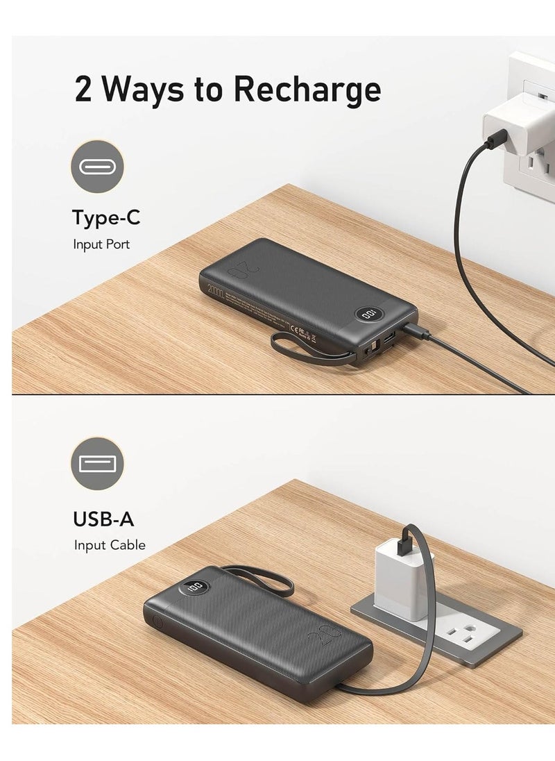 ELTRAZONE Portable 20,000mAh Power Bank | Slim Design with Built-in Cables | QI Fast Charging & Digital Display | High Capacity for Multiple Devices | Compact & Efficient - Image 2