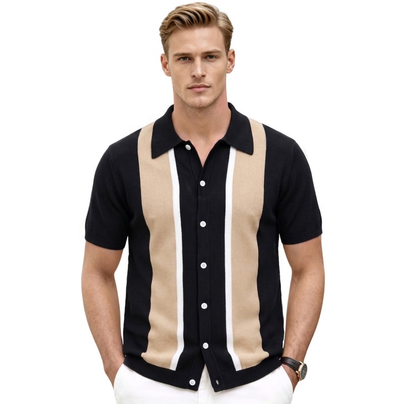 Men's Polo Shirt, Short Sleeve, Color Block - Image 3