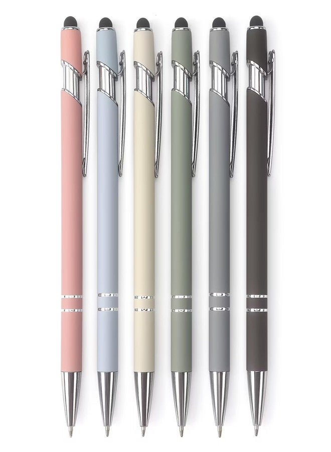 Bribobo Ballpoint Pen 2-in-1 Stylus Retractable Ballpoint Pen with Stylus tip, Metal Stylus Pen for Touch Screens, 1.0 mm Black Ink (Pastel Color) 6 Pack - Image 1