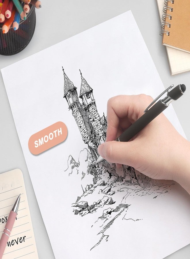 Bribobo Ballpoint Pen 2-in-1 Stylus Retractable Ballpoint Pen with Stylus tip, Metal Stylus Pen for Touch Screens, 1.0 mm Black Ink (Pastel Color) 6 Pack - Image 4
