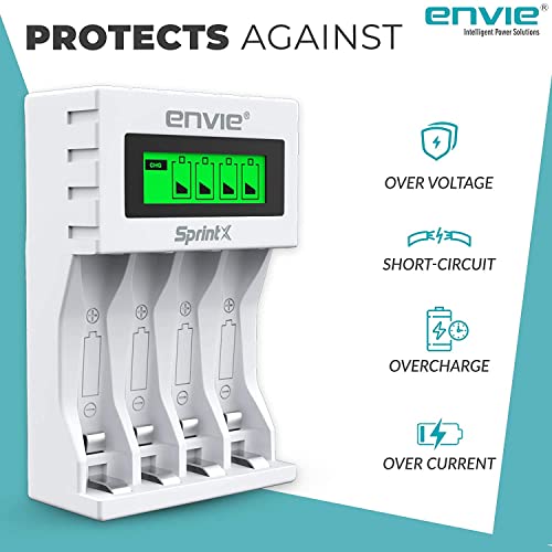 ENVIE® (ECR 11MC+2800+1100) SprintX Ultra Fast Rechargeable Batteries Charger for AA & AAA Ni-mh, with 2xAA2800 & 2AAA1100 Rechargeable Batteries, with Over Charge Protection - Image 4