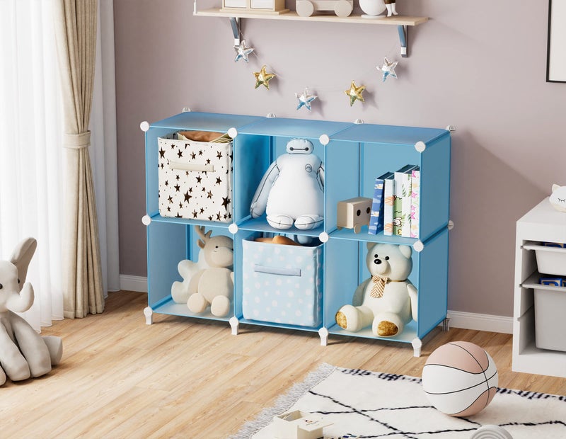 HOMIDEC Portable Closet 6 Cube Closet Organizer and Storage Shelf Bookcase with Metal Hammer, Organizer Cabinet for Kids, Bedroom, Bathroom - Image 2