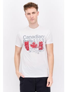 Canadian Peak Men Crew Neck Short Sleeve Embroidered T-Shirt, White  - Image 1