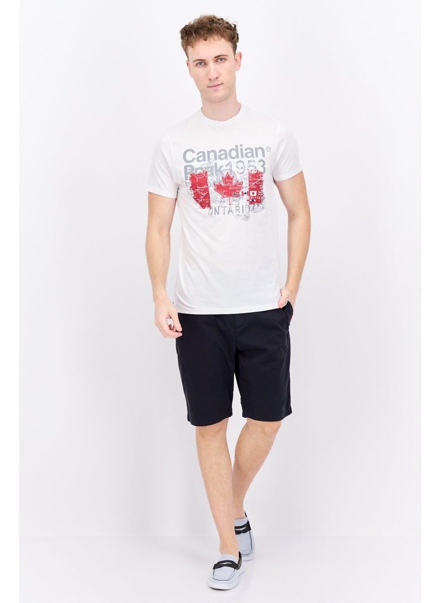 Canadian Peak - Men Crew Neck Short Sleeve Embroidered T-Shirt, White - Image 1