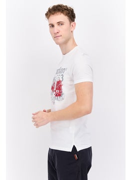 Canadian Peak Men Crew Neck Short Sleeve Embroidered T-Shirt, White  - Image 2