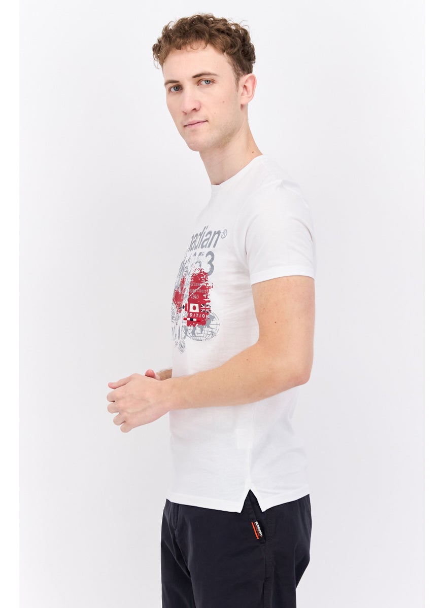 Canadian Peak - Men Crew Neck Short Sleeve Embroidered T-Shirt, White - Image 1