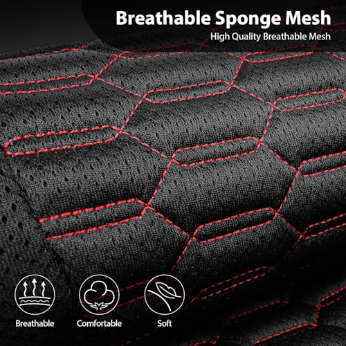 CAR PASS 3D Foam Mesh Leather Car Seat Covers Front Seats, Air Cool Mesh Front Seat Covers for Car, Universal Fit for SUV Truck Sedan Automotive, Armrest Airbag Compatible,Black and Red - Image 5