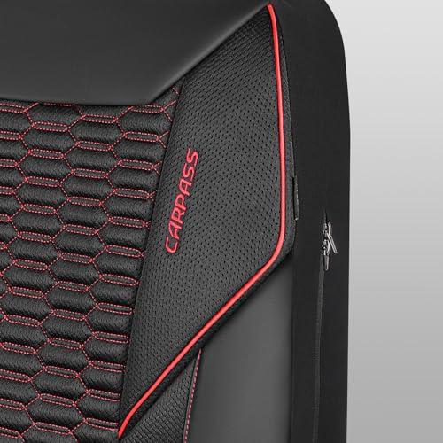 CAR PASS 3D Foam Mesh Leather Car Seat Covers Front Seats, Air Cool Mesh Front Seat Covers for Car, Universal Fit for SUV Truck Sedan Automotive, Armrest Airbag Compatible,Black and Red - Image 4