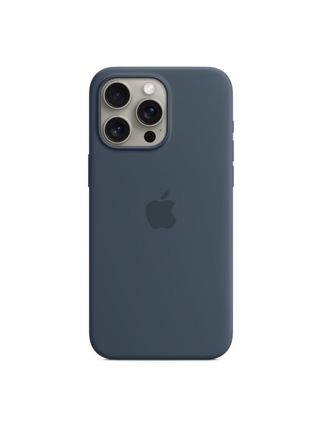 فريق ديلوكس iPhone 15 Pro حافظة سيليكون مع MagSafe (أزرق العاصفة) - Image 1
