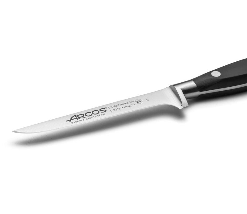 Arcos Boning Knife 5 Inch Nitrum Stainless Steel and 130 mm blade. Professional Butcher Knife to Slice Bones from Meat. Ergonomic Polypropylene Handle. Series Rivera. Color Black. - Image 3