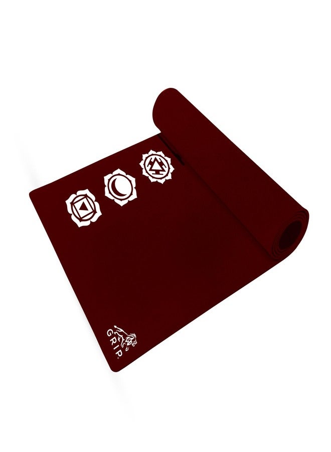 Grip Yoga Mat | 36 x 75 Inches | 8mm Thick | 7 Chakras Design | Anti-Slip | Home & Gym | Men & Women | Cherry Color - Image 1
