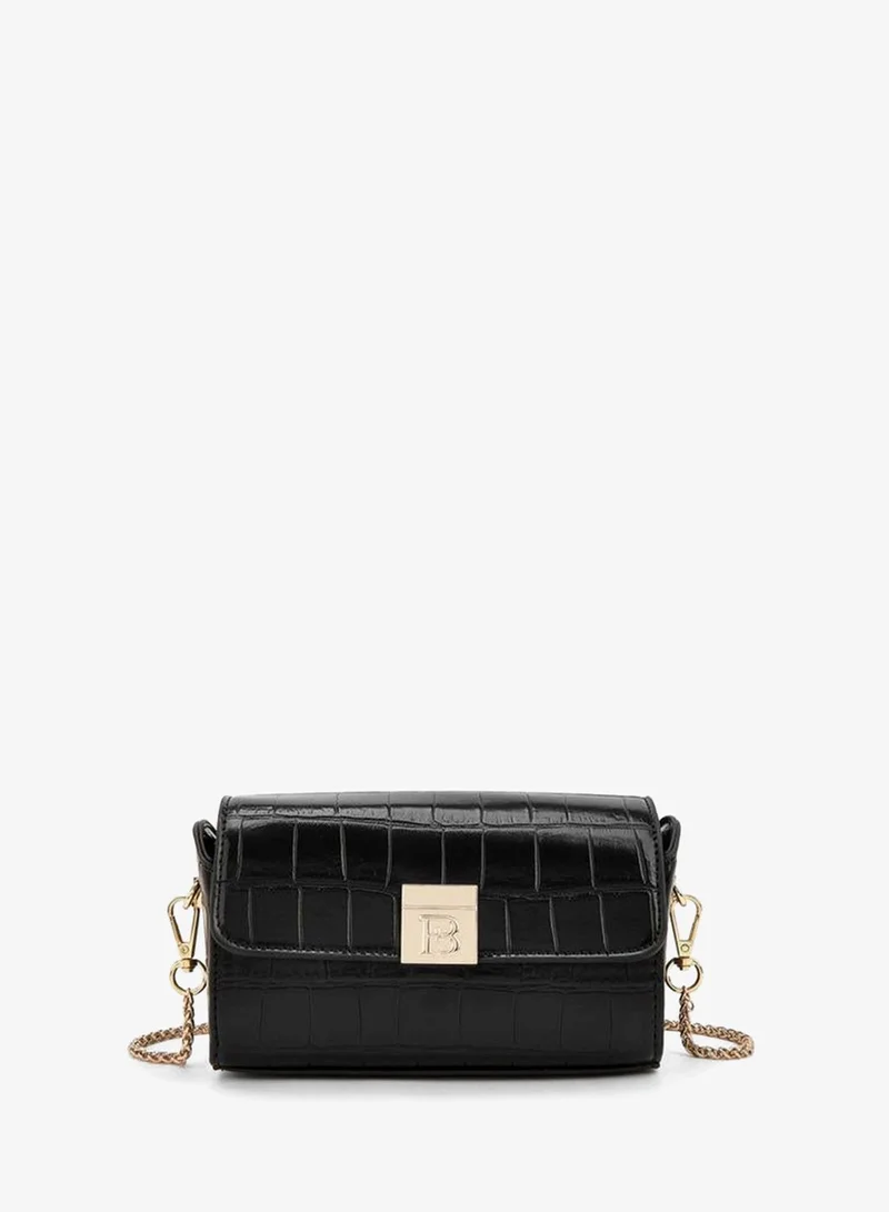 Textured Crossbody Bag With Chain Strap
