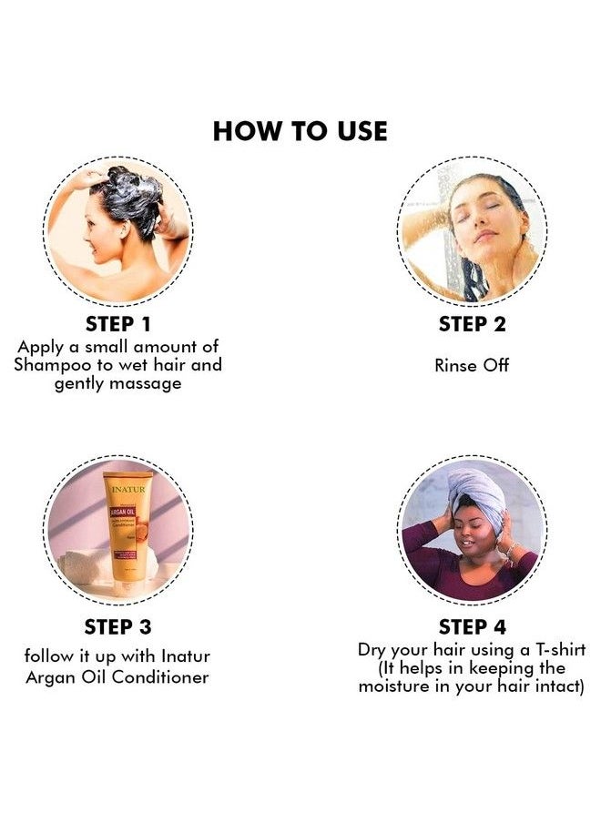 INATUR Moroccan Argan Shampoo ; For Dry & Frizzy Hair ; Hair Growth ; Boosts Shine ; Hair Strengthening & Hair Repair ; Sulphate Free ; Paraben Free ; 350 Ml  - Image 5