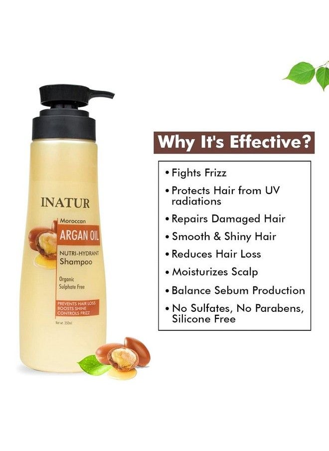 INATUR Moroccan Argan Shampoo ; For Dry & Frizzy Hair ; Hair Growth ; Boosts Shine ; Hair Strengthening & Hair Repair ; Sulphate Free ; Paraben Free ; 350 Ml  - Image 4