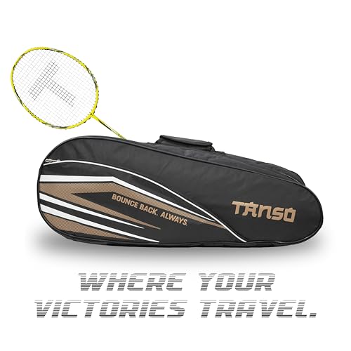 TANSO Windbender Full Graphite Ultra Light Weight Badminton Racquet with T-Blast Badminton Kit Bag (32 Lbs Tension, 680 mm Long, 77 Grams, Strung with Premium Strings) - Image 4