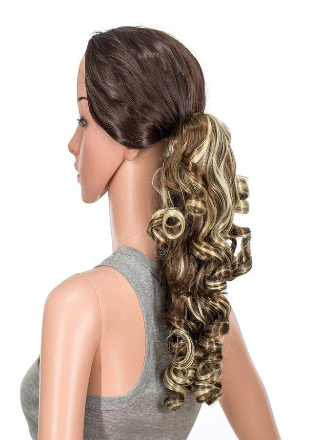 SWACC 12-Inch Short Screw Curls Claw Clip Ponytail Extensions Synthetic Clip in Drawstring Curly Ponytail Hairpiece Jaw Clip Hair Extension (Brown Blonde Highlights-6H613) - Image 4