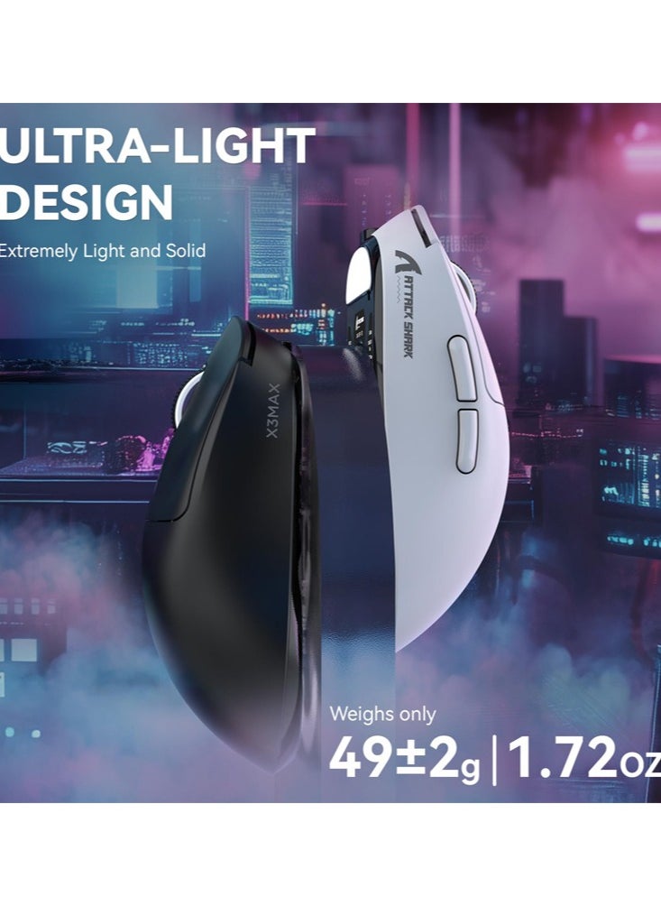 Attack Shark X3MAX Wireless Gaming Mouse,PixArt PAW3950 42000 DPI,49g Ultralight Tri-Mode(BT5.4/2.4GHz/Wired), 1K Polling Rate Programmable Computer Mice for PC/MAC/Win  - Image 4
