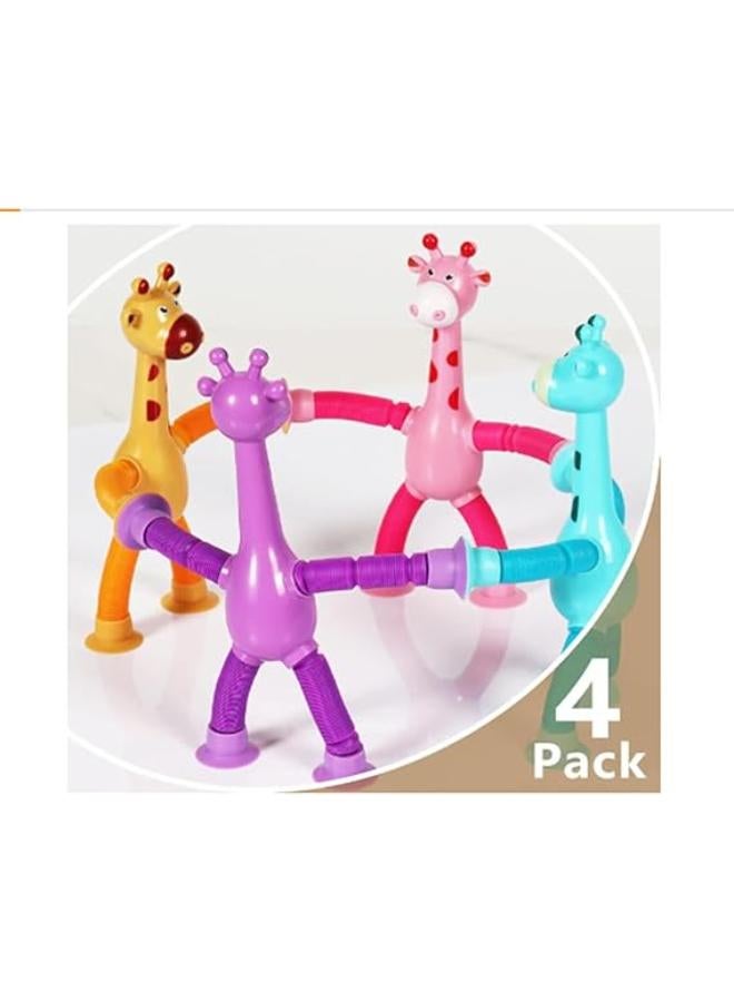 4 Pcs Telescopic Suction Cup Giraffe Toy, Funny Pop Tubes Sensory Toy for Toddlers, Educational Fidget Toys for Anxiety Kids for 3 4 5 6 7 8 9 Year Old Boys Girls - Image 2