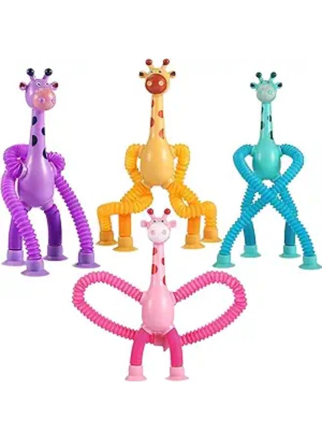 4 Pcs Telescopic Suction Cup Giraffe Toy, Funny Pop Tubes Sensory Toy for Toddlers, Educational Fidget Toys for Anxiety Kids for 3 4 5 6 7 8 9 Year Old Boys Girls - Image 1