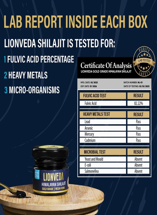 LIONVEDA 50g Original Himalayan Shilajit Resin(Certified Gold Grade) for Men, Gym, Stamina, Energy & Improved Health | 100% Pure Shilajit Liquid (2 X 25g = 50g (Pack of 2)) - Image 3