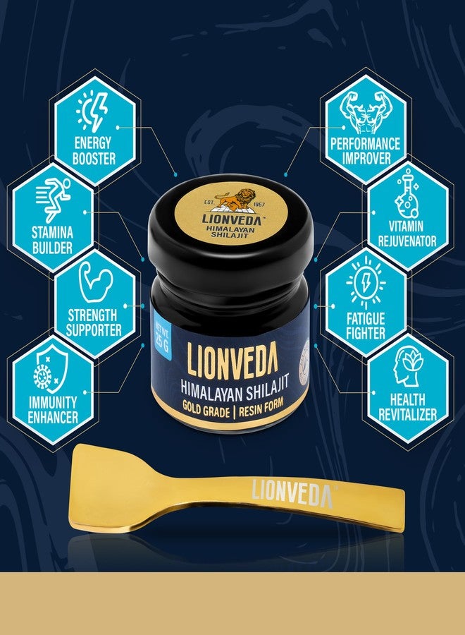 LIONVEDA 50g Original Himalayan Shilajit Resin(Certified Gold Grade) for Men, Gym, Stamina, Energy & Improved Health | 100% Pure Shilajit Liquid (2 X 25g = 50g (Pack of 2)) - Image 2