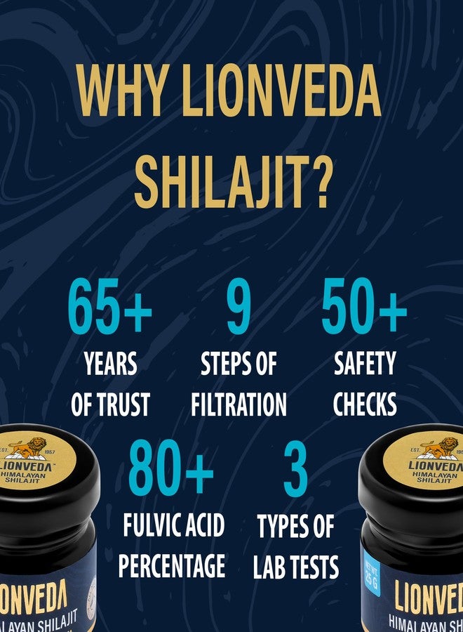 LIONVEDA 50g Original Himalayan Shilajit Resin(Certified Gold Grade) for Men, Gym, Stamina, Energy & Improved Health | 100% Pure Shilajit Liquid (2 X 25g = 50g (Pack of 2)) - Image 4