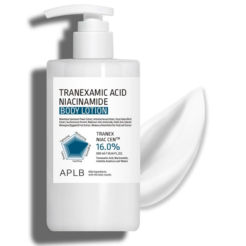 APLB لوشن الجسم حمض الترانكساميك ونياسيناميد APLB | TRANEX NIAC CENâ„¢ 16.0% 10.14 FL.OZ/العناية بالبشرة الكورية، ترطيب طويل الأمد، العناية بالبقع، يساعد في تصحيح لون البشرة - Image 1