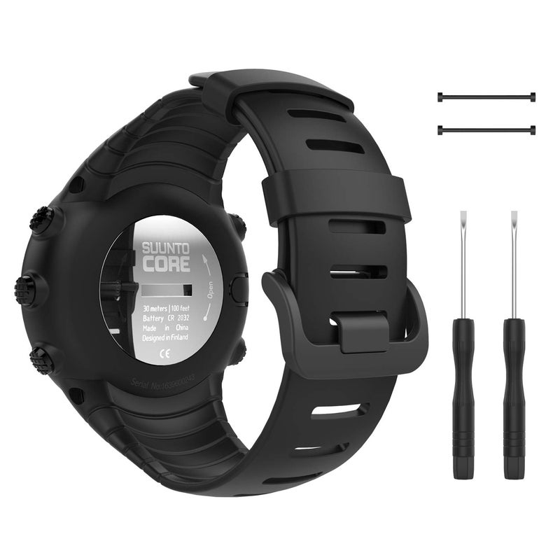 MoKo Suunto Core Watch Band Classic Replacement Soft Wrist Band Strap with Metal Clasp for Suunto Core Smart Watch Fits 551906 140mm230mm Wrist All Black - Image 2