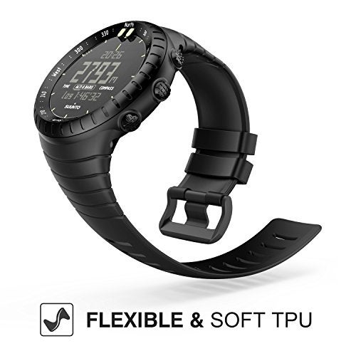 MoKo Suunto Core Watch Band Classic Replacement Soft Wrist Band Strap with Metal Clasp for Suunto Core Smart Watch Fits 551906 140mm230mm Wrist All Black - Image 3