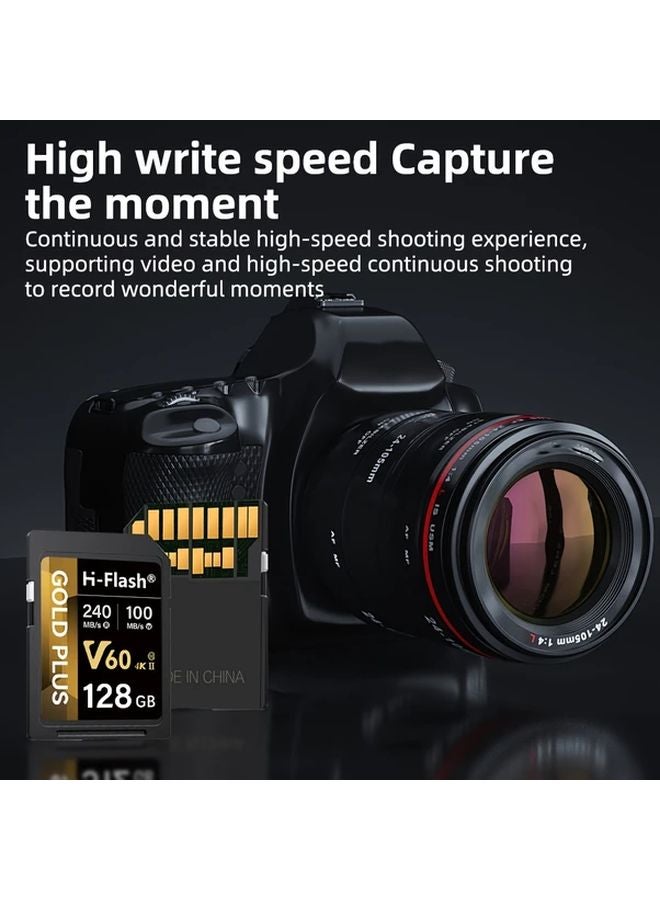 128GB V60 SD Card High Capacity 250MBs Read 130MBs Write 4K UHD For Action Cameras - Image 1