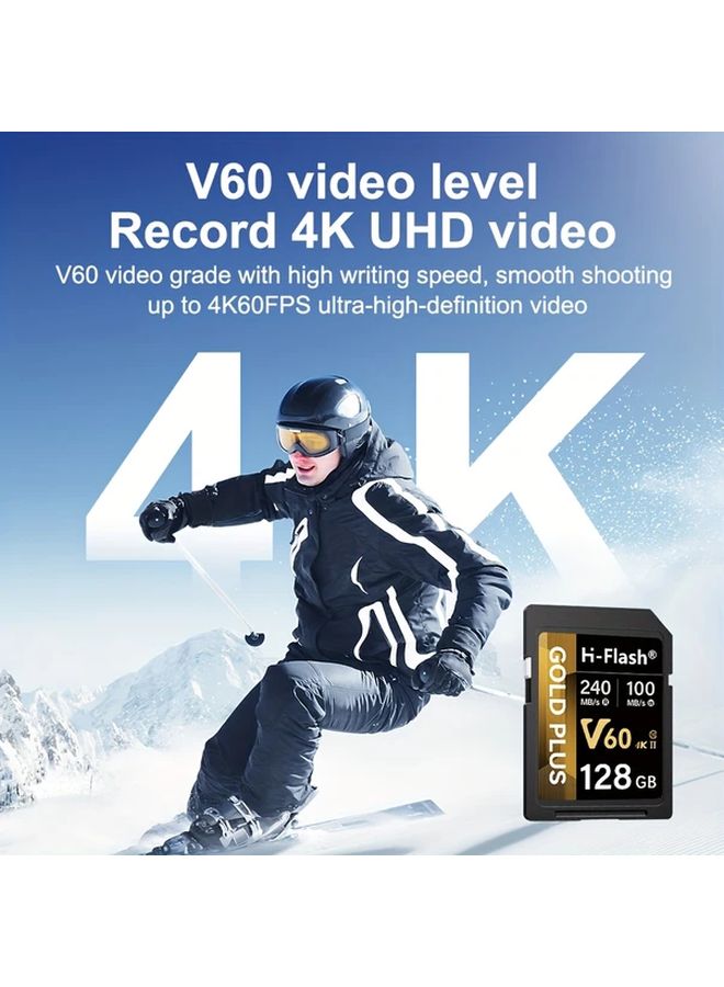 128GB V60 SD Card High Capacity 250MBs Read 130MBs Write 4K UHD For Action Cameras - Image 5