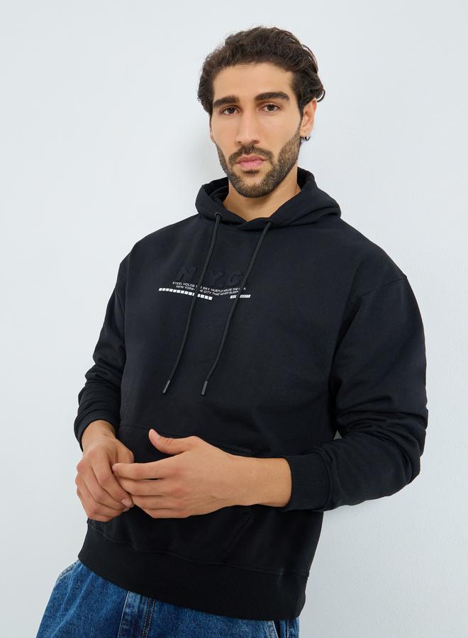Styli Eco Earth Relaxed Fit Front Embossed Fleece Hoodie - Image 1