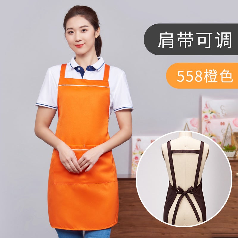 Yellow waterproof canvas apron custom logo printing catering special milk tea shop snack house supermarket work clothes women Ls-558 apron orange