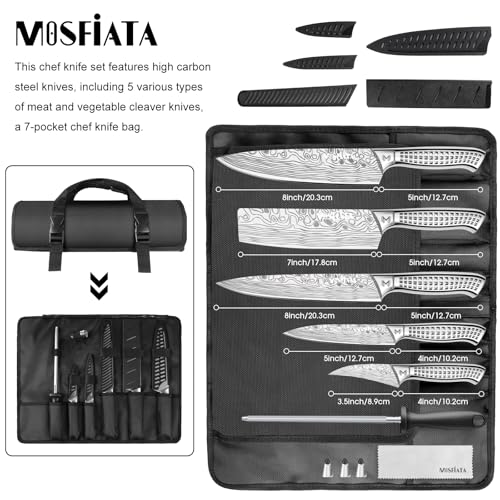 MOSFiATA Kitchen Knife Set, 10 Pcs Japanese Stainless Steel Knife Sets for Kitchen with Oxford cloth storage bag with Knife Sharpening Rod, Dishwasher Safe, For Outdoor - Image 2