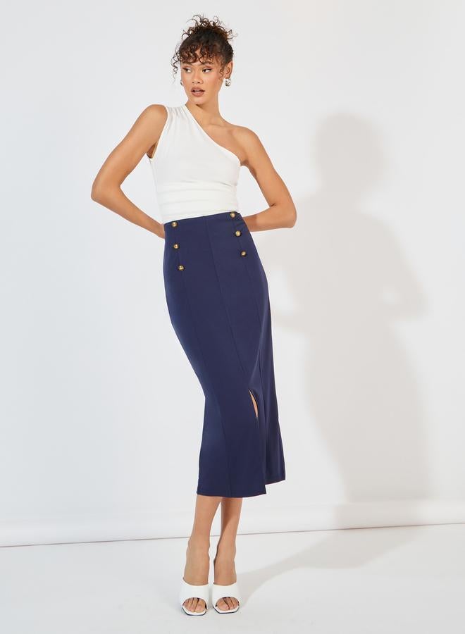 Lenina ♥ MICHAEL slit midi skirt/追跡付 Styli Ruched Detail Cargo Midi Skirt for Women | Best Price
