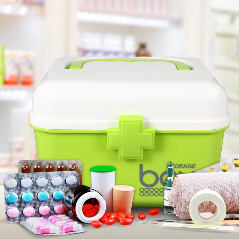 Healeved Portable Medicine Kit First Aid Storage Box Medicine Organizer Box Aid Kit 21x16.5x15cm - Image 2