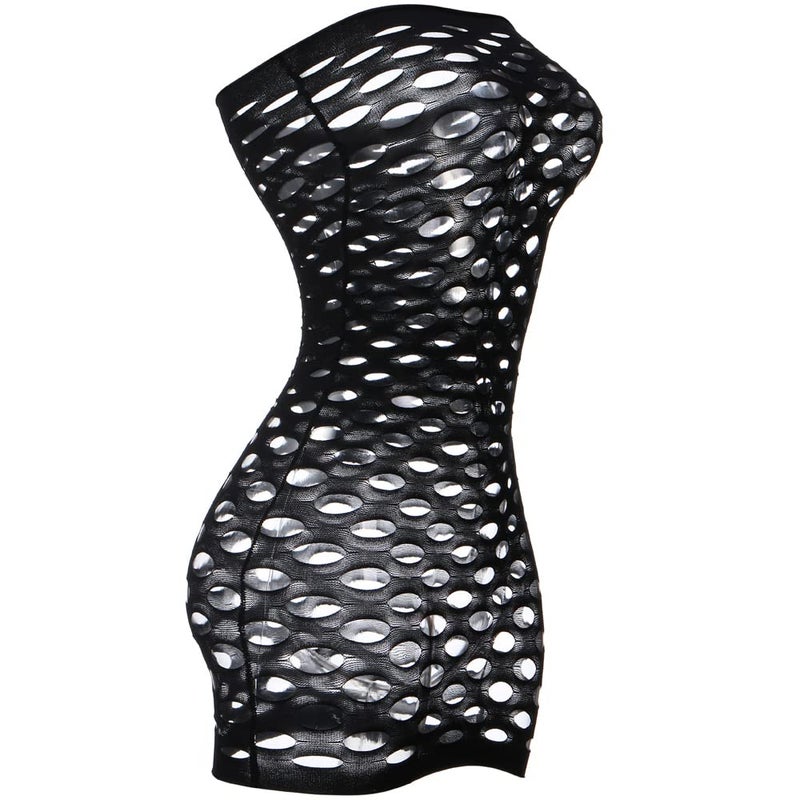 Vorifun Sexy Womens Strapless Fishnet Lingerie Sleepwear Mini Dress Tube Chemise Bodysuit One Size (Black) - Image 2