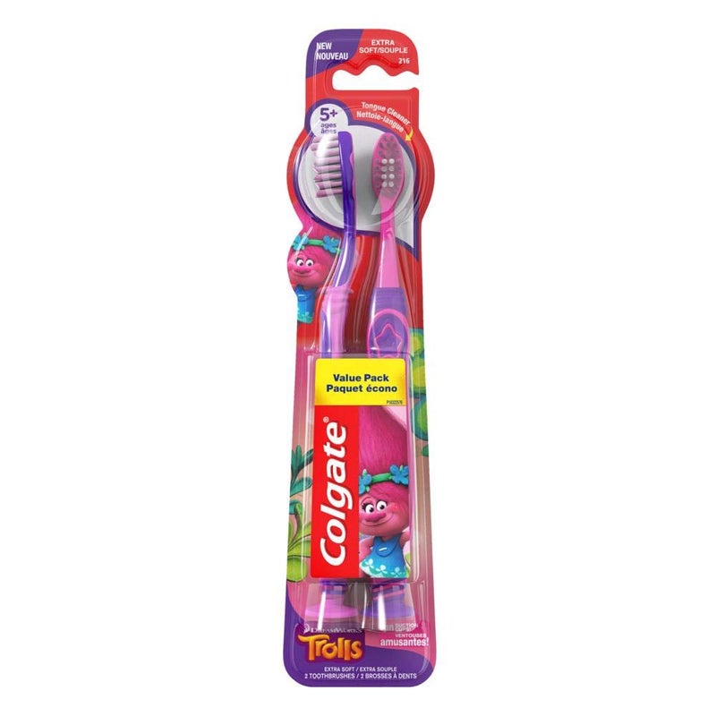 Colgate Palmolive Kids Toothbrush, Trolls, Extra Soft - 2 count (6 Pack), 10035000449884 - Image 1