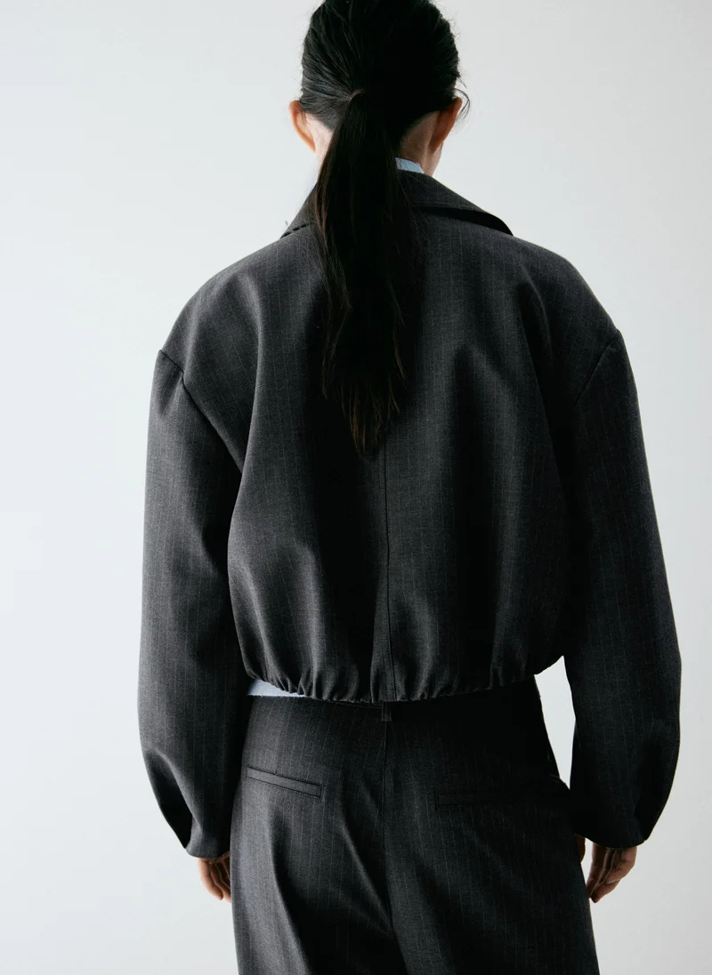 Mango Pinstripe bomber jacket