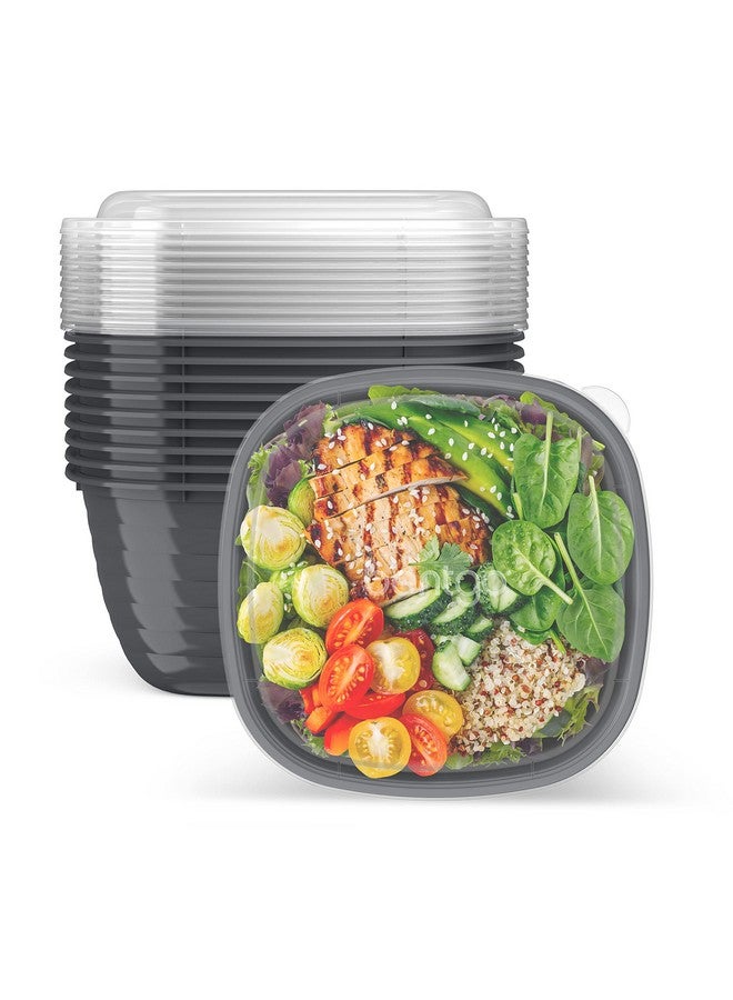 بنتجو Bentgo Prep - أوعية ذات حجرة واحدة مع أغطية ملائمة حسب الطلب - قابلة لإعادة الاستخدام، ومناسبة للاستخدام في الميكروويف، ومتينة وخالية من مادة BPA، وآمنة للاستخدام في الفريزر وغسالة الأطباق، وحاويات تخزين طعام لتحضير الوجبات - 10 أوعية و10 أغطية (جرافيت) - Image 1